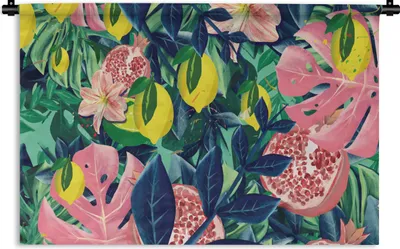 Produktbild von MuchoWow® Wandteppich Wandbehang Blumen - Früchte - Farben 60x40 cm Tapisserie Dekoration Wandtuch - Wanddekorationen