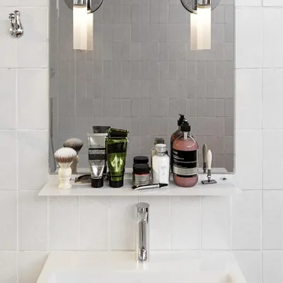 Immagine prodotto di Omgoods - Ripiano da parete in vetro, 40 x 17,8 cm - Ripiano per il bagno in vetro temperato