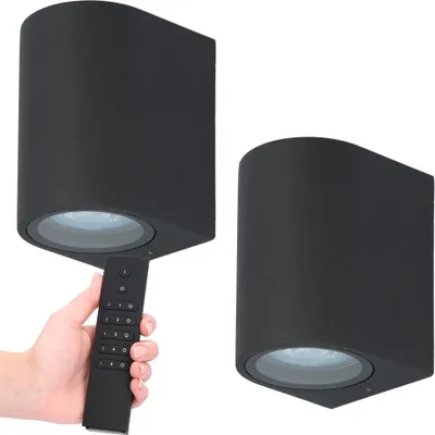 Image de HOFTRONIC - Applique murale LED dimmable 4W 2700K GU10 IP65 Noir lot de 2