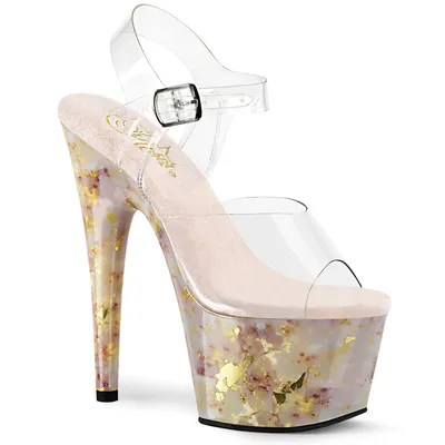 Produktbild von ADORE-708MB Pleaser vegan High Heels Plateausandaletten blush gold Marmor Effekt
