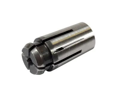 A close-up studio shot of a metal collet on a white background.