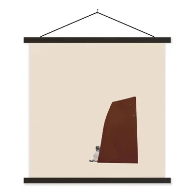 Produktbild von MuchoWow® Textilposter Vintage - Pastell - Junge 120x120 cm mit schwarzem Rahmen - Aufhängungsset