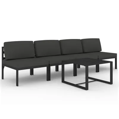 Produktbild von 5-tlg. Garten-Lounge-Set mit Kissen Aluminium Anthrazit