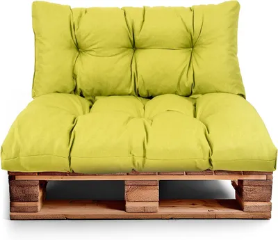 Produktbild von Best Wool rückenlehne für palettenkissen set, wetterfestes europaletten polster mit Polyurethanflockfüllung – limette 120x40, 120x80 cm