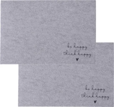 Produktbild von 2x Filz Tischset Platzset Happy Hell-Grau 45cm Rechteckig Platzdeckchen Platzmatte