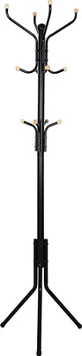 Produktbild von Garderobenständer aus Metall mit 12 Haken – freistehende Standgarderobe 182 cm in Schwarz