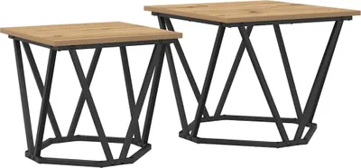 Immagine prodotto di Set di tavolini vidaXL, 2 pezzi, rovere Artisan, legno e acciaio