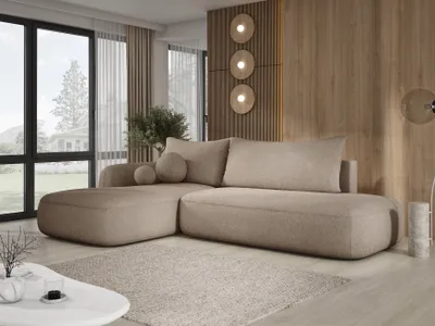 Zdjęcie produktu dla DomoHome Narożnik BABU z funkcją łóżka - Nowoczesny Narożnik Tapicerowany Do Salonu Funkcjonalna Sofa Łóżko W Tkaninie TERAZ ALBO NIGDY Rozmiar: 300x105x60cm, Lewa Strona Kolor: ZIELONY