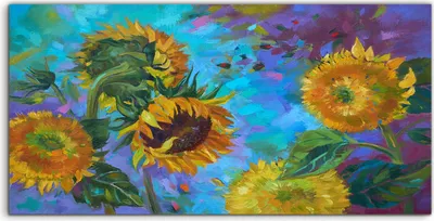 Produktbild von Coloray Acrylbild 100x50  Wandbild Acrylbilder Foto Bild Kunst Sonnenblumen Malerei