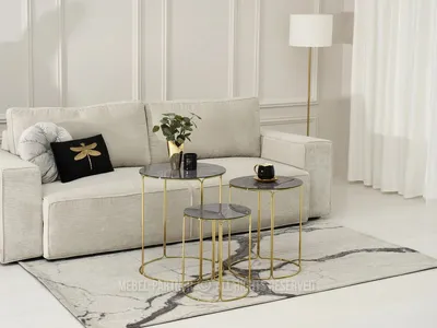 Produktbild von EVAN Couchtisch-Set - grauer Marmor / Gold
