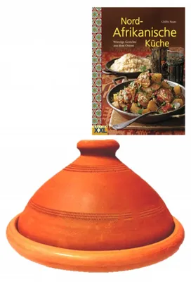 Zdjęcie produktu dla zestaw 2 ORYGINALNYCH Tajine Tuareg Ø 26 cm + książka kucharska kuchni północnoafrykańskiej