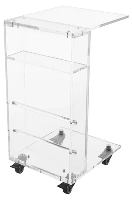 Obrázok produktu pre Akrylový nočný stolík – mobilný príkonový stolík – výška 63,5 cm – plastový rám – nevyžaduje montáž – vhodný do obývačky