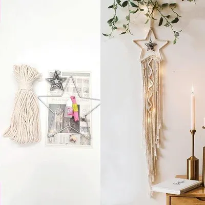 Produktbild von Macramé-Set für Handwerk und Dekoration mit Baumwollfaden - Knüpfen, Wanddekoration, DIY.
