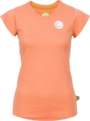Edelrid "Wo Highball T" Damen T-Shirt in Orange; kurzärmlig mit rundem Halsausschnitt und Logo.