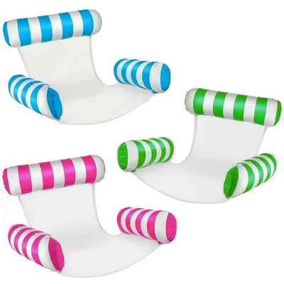 Produktbild von 3 Stück Wasserhängematte Pool Spielzeug Set, aufblasbare Pool Liegen und Wasserspielzeug mit Pumpe