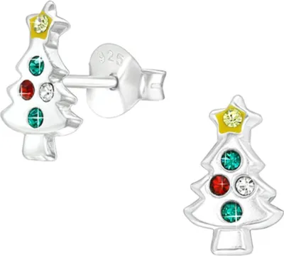 Produktbild von Ohrstecker Weihnachten: 925 Silber Ohrringe für Kinder & Damen Weihnachtsbaum (Christmas Tree)