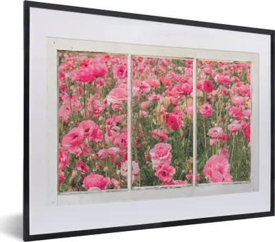 Produktbild von MuchoWow® MuchoWow® Gerahmtes Poster Durchsichtig - Blumen - Rosa 40x30 cm - Poster mit zchwarzem Bilderrahmen - Bilderrahmen - Poster im Rahmen
