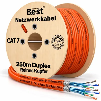 Produktbild von B.E.S.T. CAT 7 Netzwerkkabel 250 m Duplex S/FTP 10 Gbit/s 1000 MHz Kupfer LSZH Orange