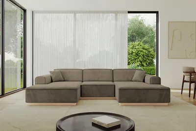 Produktbild von ALTDECOR Ecksofa in U-Form IREA-U1 301x165x80 cm Braun Corner Sofa Bett Eckcouch Couch L-Form Wohnlandschaft Cauchsofa