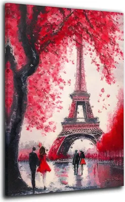 Produktbild von Wandbild Leinwandbild Painting Red Style, Paris Kunstdruck XXL Wanddeko: 40x60x2cm
