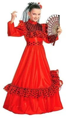 Produktbild von "SEÑORITA" (Kleid mit Petticoat, Gürtel, Kopfbedeckung mit Schleier) - Größe: 128 cm / 5-7 Years