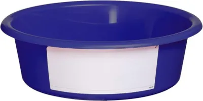 Immagine prodotto di Mangiatoia 6 litri blu con etichetta bianca (cavallo vitello pecora)
