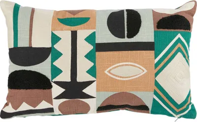Obrázek produktu pro Malakitový vyšívaný polštář 30x50 cm zelený v boho stylu