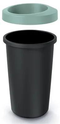 Produktbild von BirnePower Mülltrennsystem 3er Set - 3x 25L Rund Abfalleimer, Schwarz, Farbige Rahmen, Mülleimer, Kunststoff Mülltrenner Küche & Büro, 32x32x52 cm