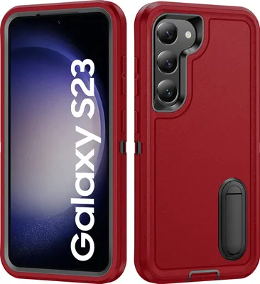 Immagine prodotto di Custodia per Samsung Galaxy S23 Custodia protettiva antiurto ibrida a tre strati con supporto rosso