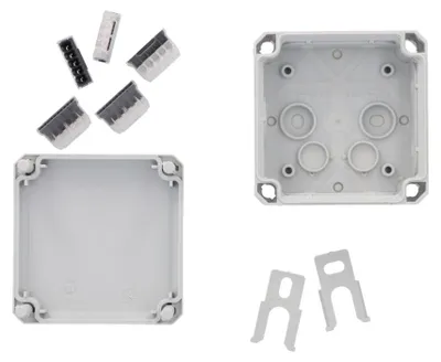 Produktbild von Abzweigkasten Aufputz IP66 mit Klemmleiste 85x85x54mm grau