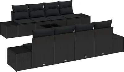 Produktbild von Möbel 7-teiliges Garten Sofa Set mit Kissen Schwarz Poly Rattan - Gartensofas 3355662