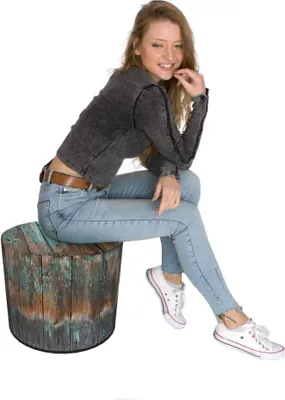 Produktbild von Bertoni Pouffe | Hocker | Stoffhocker | Ottomane | Sitzpouffe | D40 x 40 cm | Pouffe für Garten oder Wohnzimmer | Druck Havana