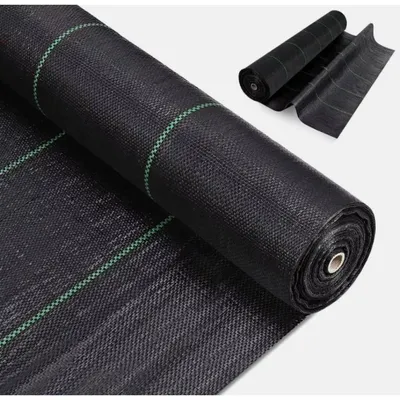 Imagen del producto de Tela antihierbas - Tejido para protección contra malas hierbas - Extra resistente - Permeable al agua - Polipropileno (PP) - Color negro - 2 x 25 metros