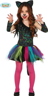 Produktbild von Regenbogen Leopard Kostüm für Mädchen Gr. 98-146, Größe:98/104