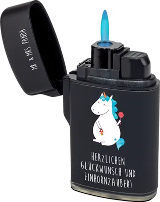Produktbild von Mr. & Mrs. Panda sturmfeuerzeug Einhorn Baby - Schwarz - Geschenk, Schnuller, zigarettenanzünder, anzünder, Gasfeuerzeug, Feuerzeug, Geburtstag, Geburt, Eltern, Unicorn