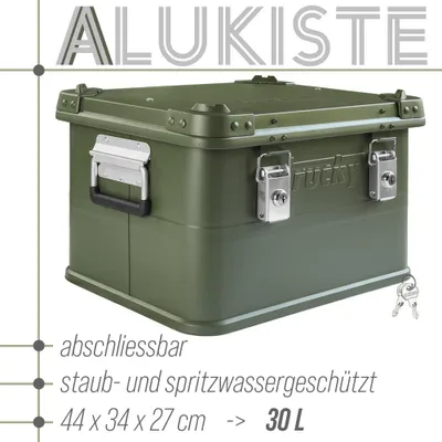 Produktbild von Aluminium Box mit Deckel Grün Alu Kiste Alukiste Auswahl Transportbox Metallbox Aufbewahrungsbox Boxen Abschliessbar Metallkiste Trucky, Größe:30 L