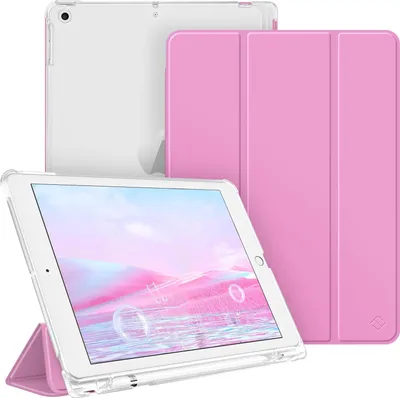 Produktbild von Fintie Hülle für iPad 9. Generation 2021/8. Gen 2020/7. Gen 2019 10.2 Zoll mit Stifthalter, ultradünne leichte Schutzhülle mit transparenter Rückseite und Auto Schlaf/Wach Funktion, Lilac Rosa
