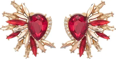 Image de Boucles doreilles Floral Doré/Rouge - Élégance et Modernité KP33411