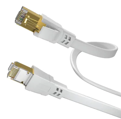 CAT 8.1 LAN Kabel 0,25 m Weiß Flach RJ45 S/FTP – Produktbild 1