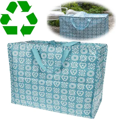 Produktbild von LS-LebenStil XXL Jumbo Bag Blue Friendship 55cm ️ Recycled faltbar Einkaufstasche Unterbettkommode Aufbewahrungstasche Kleidung Bettdecken Kissen