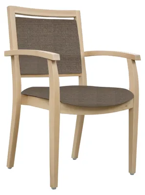Productafbeelding van Armstoel, verzorgingsstoel, eetkamerstoel, seniorenstoel "Georg". Kleur: Stoffen bekleding, bruin (Kariba)