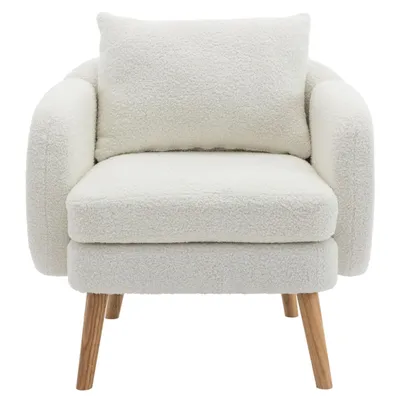Produktbild von Relaxsessel Sessel mit Massivholzrahmen, Teddy-Samt, 14 cm Sitzkissen, Sofa mit Rückenkissen, gepolsterter Armlehnstuhl für Wohnzimmer Schlafzimmer