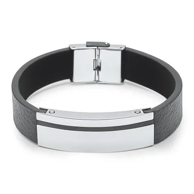 Produktbild von Schwarzes Lederarmband Unique Steel LB0460