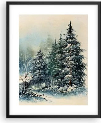 Produktbild von Gerahmtes Poster - Schwarzer Rahmen - Schnee Fichten Wald - 40x50 cm - Wand Bild - Wanddeko - Wandbilder - Kunstposter - Wandposter - Bilderrahmen - Bilder - Kunstdruck - P2BPA40x50-4641