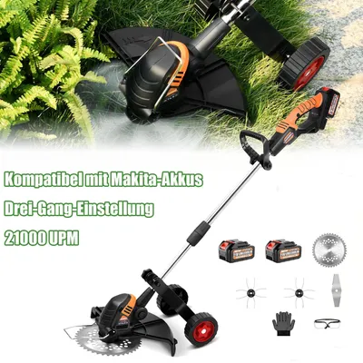Produktbild von 5-IN-1 Akku Rasentrimmer mit 2 Batterie (21 V 4,0 Ah) 1200W Bürstenloser Elektrische Motorsense mit 3-Stufen, Freischneider Akku mit 5 Klingentypen
