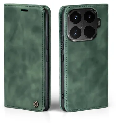 Produktbild von Handy Hülle für Xiaomi 15T Pro Klapphülle Bookcase Flip Cover Handy Tasche Etui Farbe: Grün