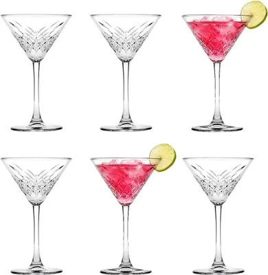 Produktbild von Pasabahce 440176 Martini Glas „Timeless“ im Kristall-Design, Höhe ca. 17,2 cm, 6er Set aus Glas