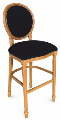 Produktbild von Casa Padrino Luxus Barock Barstuhl Schwarz / Naturfarben H. 127 cm - Barock Bar Möbel