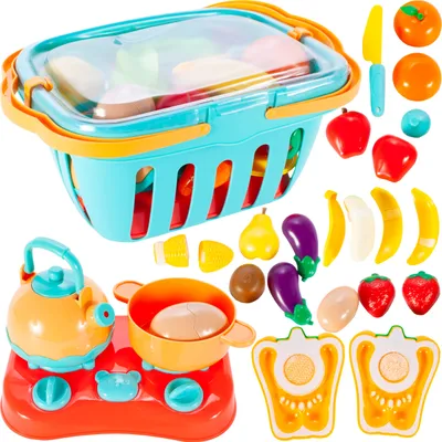Immagine prodotto di Cucina da gioco per bambini MalPlay | con chiusura in velcro | 13 pezzi | taglio di frutta e verdura | giocattolo da cucina | gioco di ruolo per bambini e bambine dai 3 anni in su