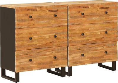 Image de Buffet 2 pcs Marron 60 x 33 x 75 cm Bois de mangue massif
